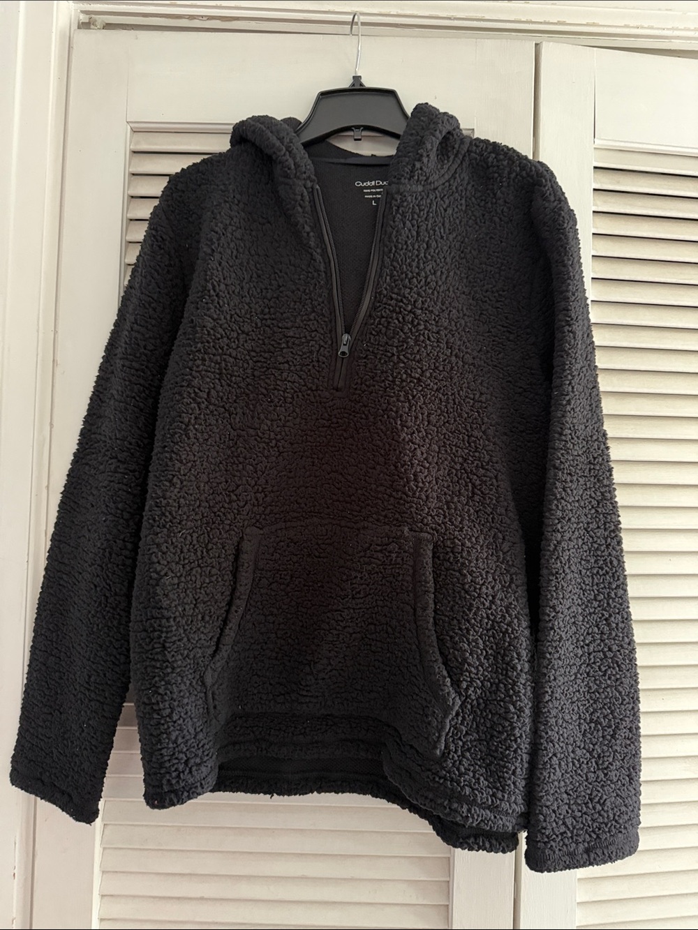 Cuddl Duds Black Sherpa Zip Hoodie Large